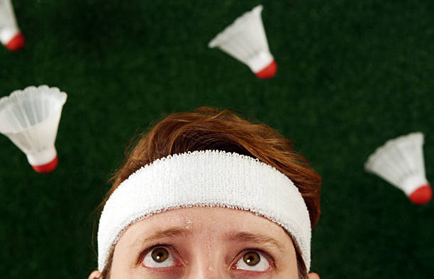 Crazy Badminton Woman stock photo