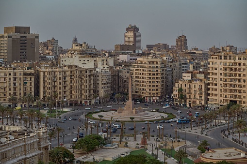 An aerial view of the Tahrir Square in Cairo, Egypt.