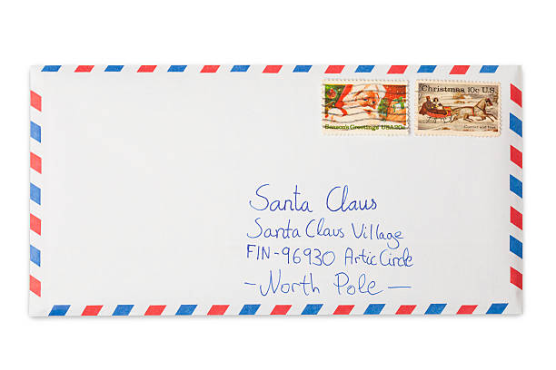 서한을 산타 클라우스 - postage stamp air mail envelope mail 뉴스 사진 이미지