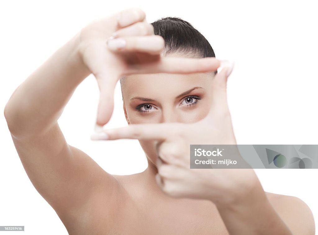 Beleza Olhando através do Quadrado com Dedos - Royalty-free Adulto Foto de stock