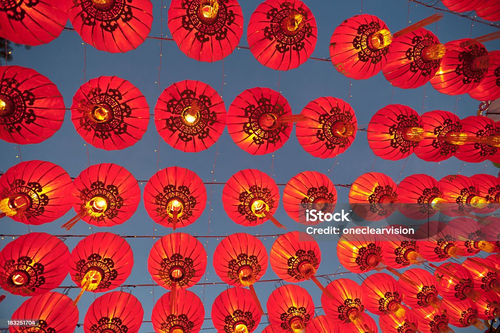 Hanging Asian Lanterns Asian lanterns during a religous festival. Asia Stock Photo