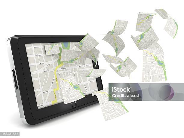 O Gps Comprimido - Fotografias de stock e mais imagens de Cartografia - Cartografia, Computador, Comunicação Global