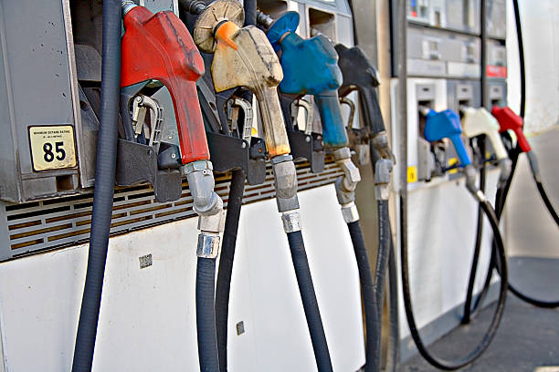 Gas Pumps and Hoses. stock photo