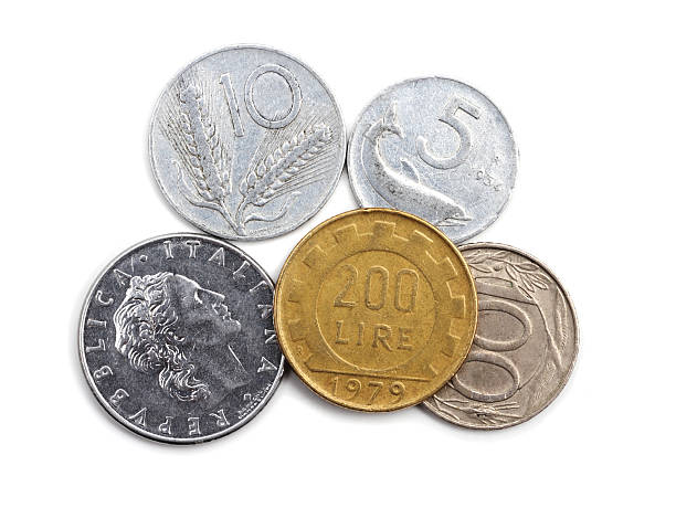 monedas de italiano - italian currency fotografías e imágenes de stock
