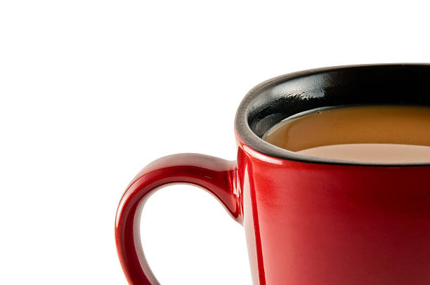 istock Close up of red coffee mug on white background 183252822