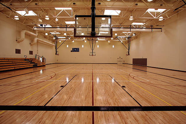Basketball Temple "If sports is a religion, this is The Temple. My first downloaded images of 2007. My 24th flame, on June 18th, 2007. My 16,000th download on November 20th, 2007. Thanks!Also see this:" wooden bleachers stock pictures, royalty-free photos & images
