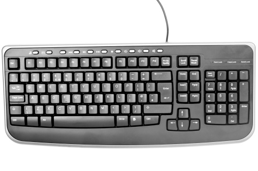 Royalty free stock photo of black computer keyboard on white background