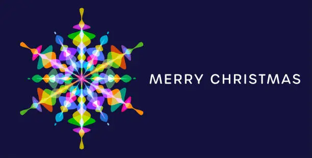 Vector illustration of Kaleidoscope Snowflake Christmas Greeting