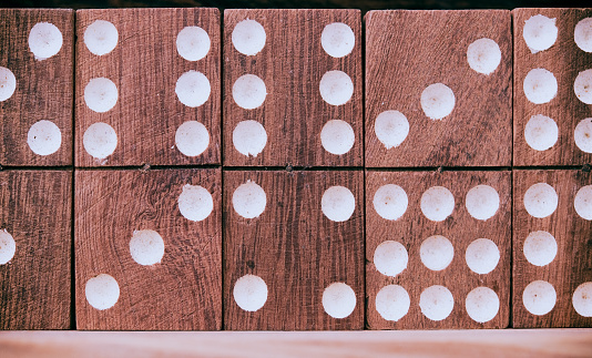 Studio shot of Mahjong pieces on white background