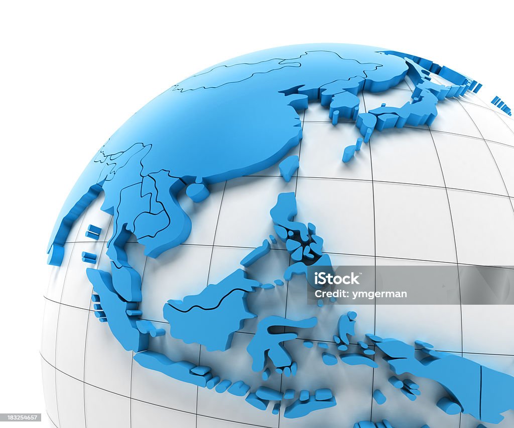 Globe of Southeast Asia with national borders, clipping paths provided "Globe of Southeast Asia, three clipping paths provided for changing colors of the continent or the backgroundClick" Globe - Navigational Equipment Stock Photo