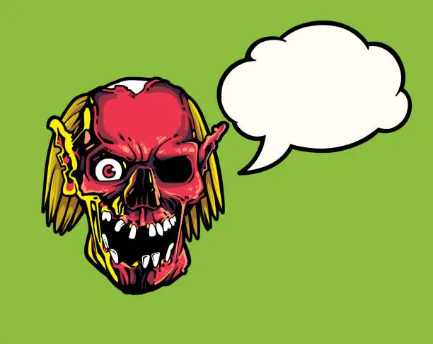 Vector illustration of Zombie with comic book bubble