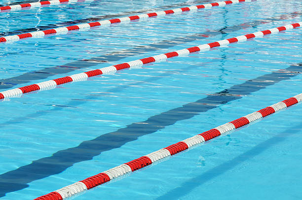 istock Red and White Swimming Pool Lane Markers 183255315