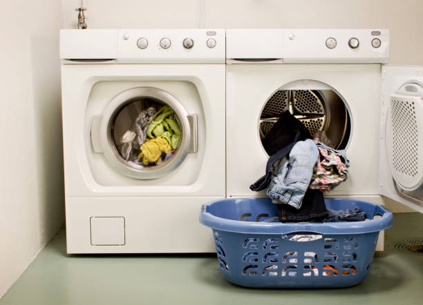 istock Modern Laundry Room With Washing Machine And Dryer 183255407