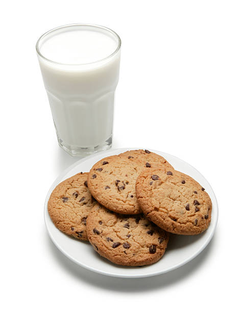 istock Milk and chocolate chip cookies on white background 183255973