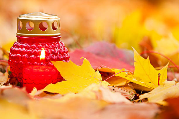 Cemetery candle in autumn