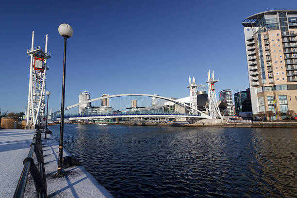 istock Millenium bridge at Salford Quays in Manchester, England 183256323
