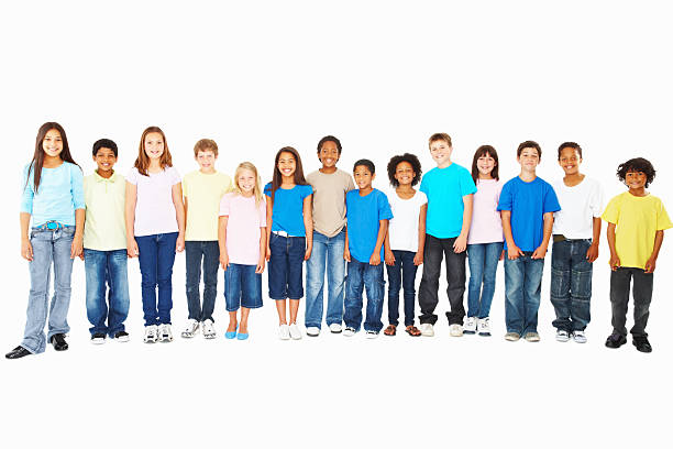 istock A large group of smiling children in a row 183256760