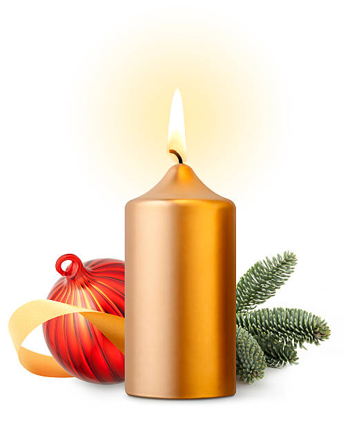 Christmas decoration "Christmas decoration. Candle, ball, and spruce branch.Similar pictures from my portfolio:" christmas decore candle stock pictures, royalty-free photos & images
