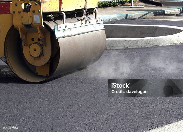 Roller On New Asphalt Stock Photo - Download Image Now - Asphalt, Parking Lot, Construction Industry