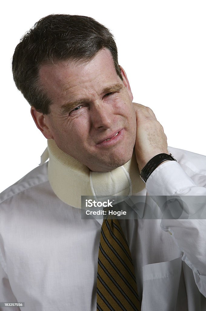 Dolor de cuello con collarín - Foto de stock de Adulto libre de derechos