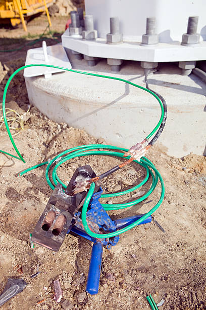istock Exothermic Welding Mold and Wires at Construction Site 183257714
