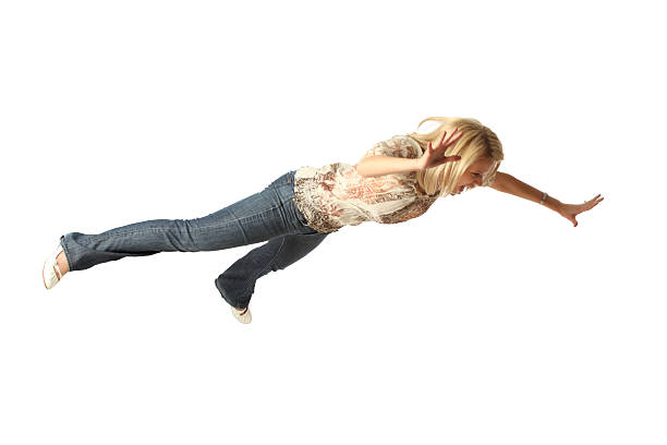 istock Casual woman mid air falling face first 183258500