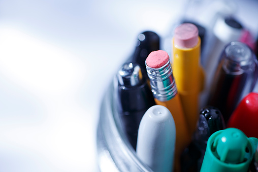 colorful pencils isolated on the white background