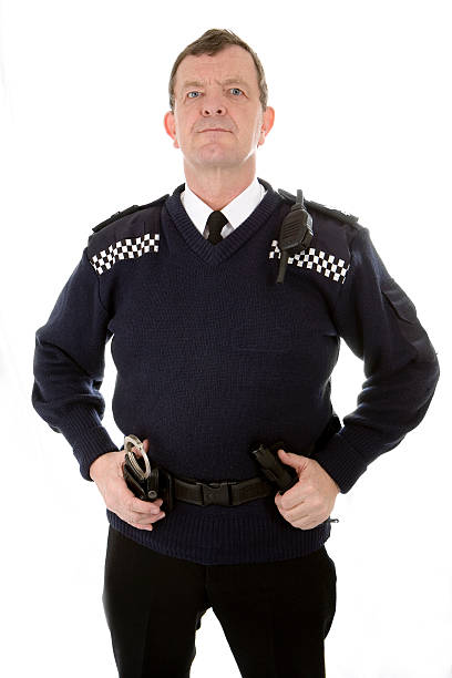 UK policeman: eye contact from an authoratative uniformed police officer