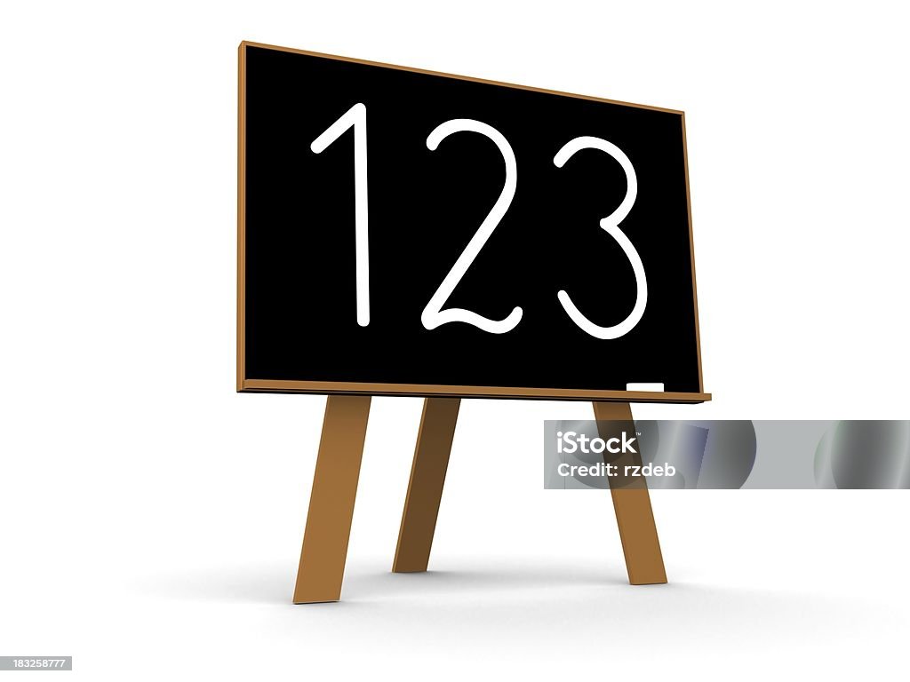 Blackboard with 123 inscription Blackboard with 123 inscription - 3d rendering Chalk - Art Equipment Stock Photo