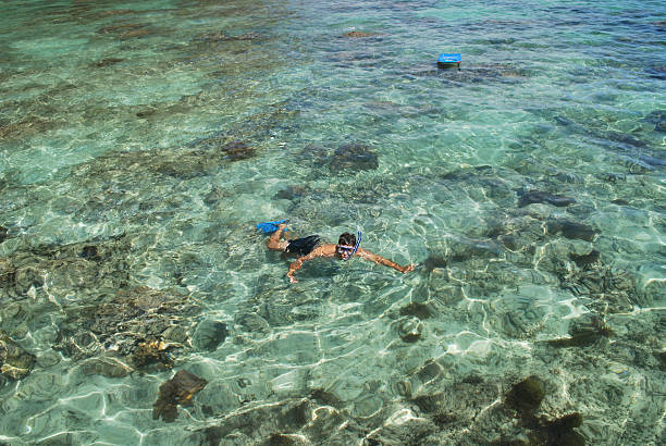 istock Young Man Snorkeling in Hawaii 183258990