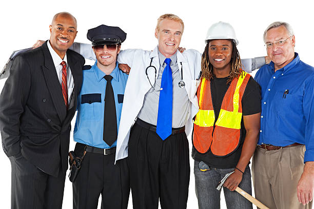 istock Happy Friends With Different Occupations 183259168
