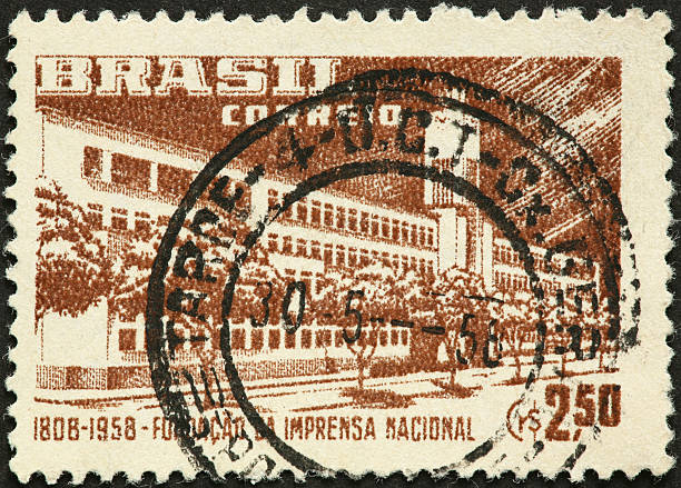 istock old Brazilian stamp with a public building 183259266
