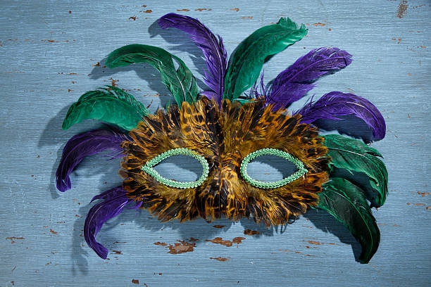 terça-feira gorda máscara - mardi gras new orleans day of the week grass imagens e fotografias de stock