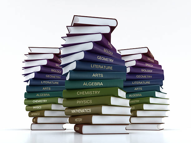 libri di testo (coursebooks - hardcover book education single word horizontal foto e immagini stock