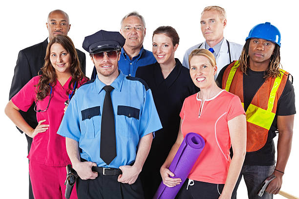 istock Diverse Group of People in Various Professions, Isolated on White 183260240