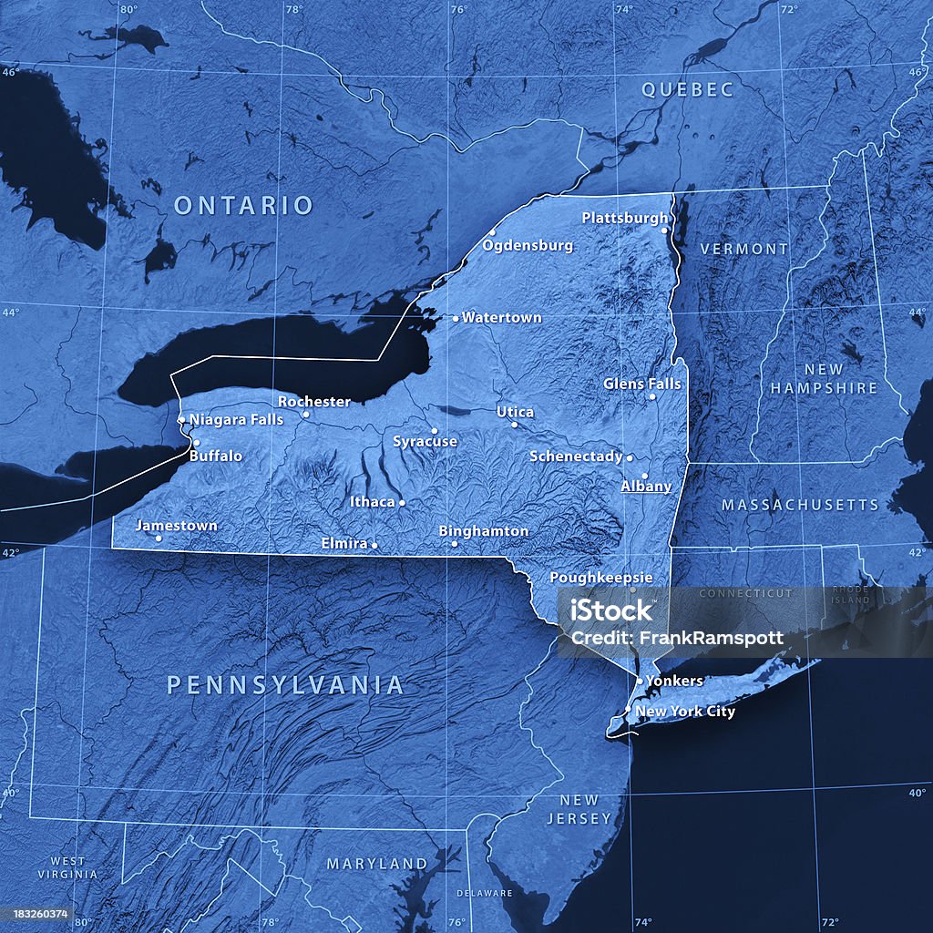 New York State miast mapy (Map) topograficznej - Zbiór zdjęć royalty-free (Mapa)