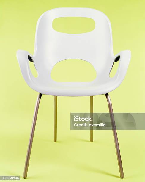 Modern White Chair Stock Photo - Download Image Now - Furniture, Mid-Century Style, Cut Out