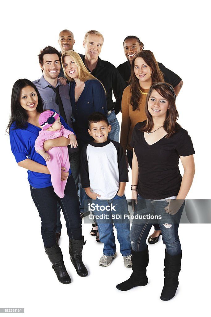 Feliz, diverso grupo de gente, cuerpo completo, Aislado en blanco - Foto de stock de Adolescente libre de derechos