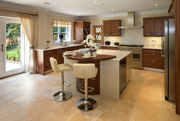 istock Luxury modern kitchen in wood and white 183261318
