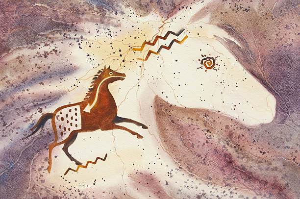 Horse Spirit Cave Art vector art illustration