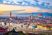 Florence, Italy Historic Town Skyline at Dusk