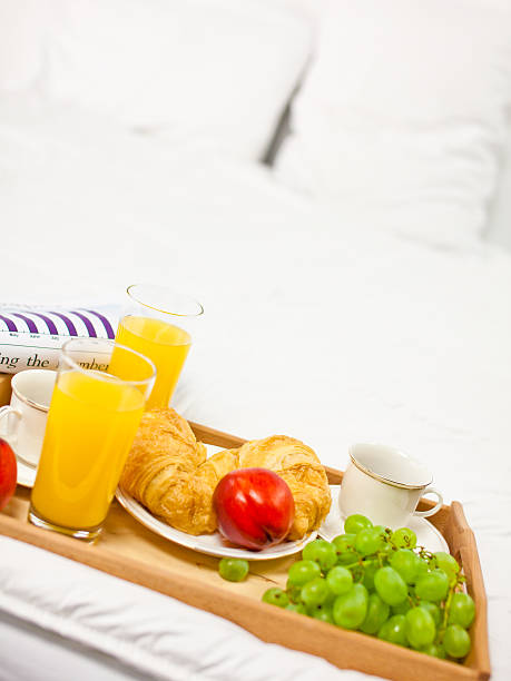 istock Breakfast in bed at a hotel room 183262398