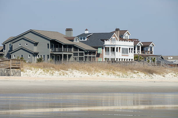 casas de praia, carolina do sul - south carolina beach south north carolina - fotografias e filmes do acervo