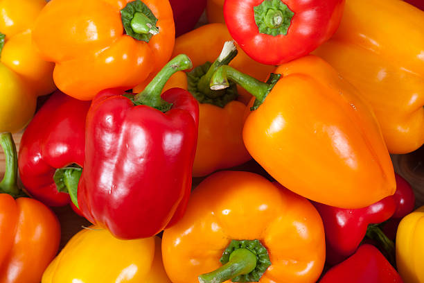 yellow and red bell pepper stock photo
