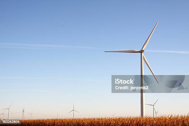 Farm Wiatrowych Kukurydza - zdjęcia stockowe i więcej obrazów Bez ludzi - Bez ludzi, Energia wiatru, Fotografika