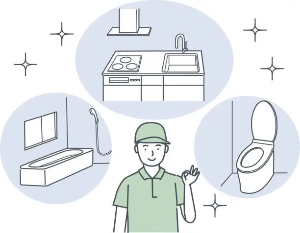 Vector illustration of Cleaning service man