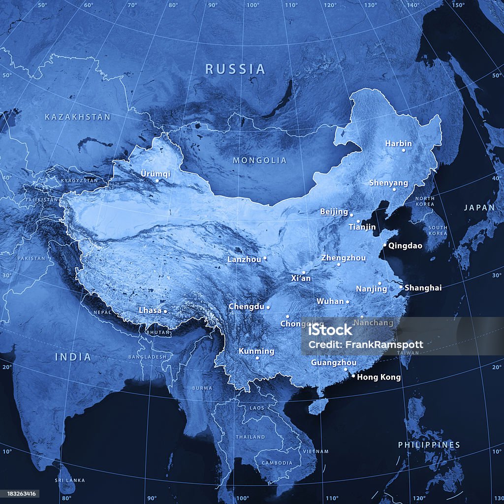 Китай городах топографические карты - Стоковые фото Китай роялти-фри