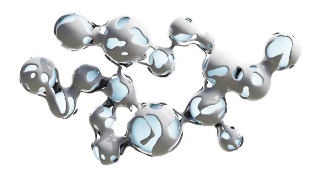 istock alien structure made of blue glass spheres and flowing white liquid, molecular, hi-tech concept, abstract design element 1832637112