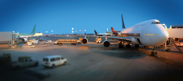 Huge image of an airport scene made from a panoramic of four smaller images...images that are already the largest setting on my camera.