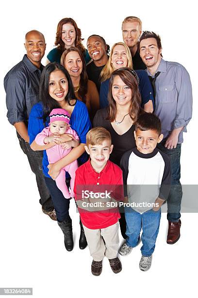 Diverse Group Of Happy People Full Body Isolated On White Stock Photo - Download Image Now